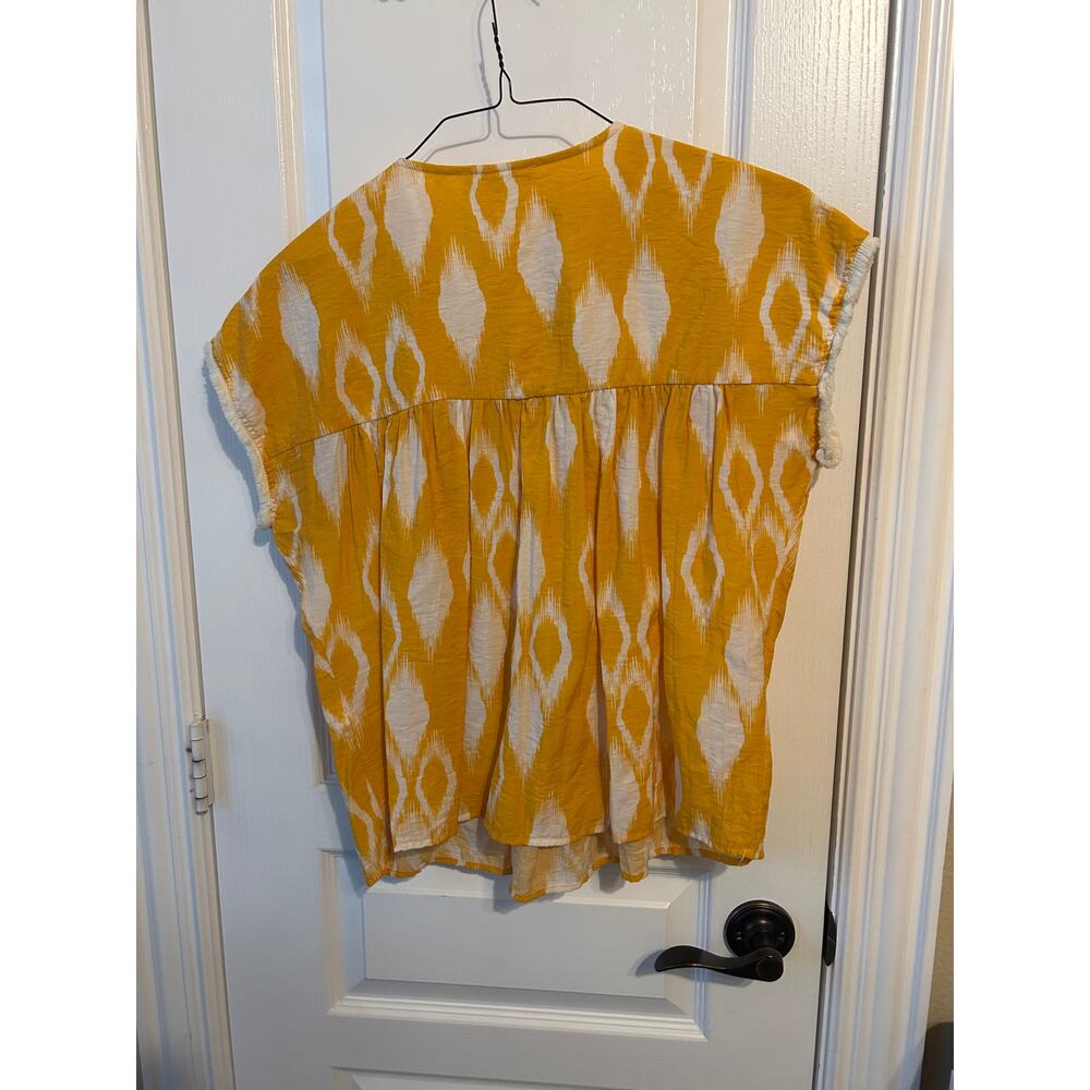 THML Yellow Embroidered Blouse Short Sleeve Boho - Picture 5 of 7